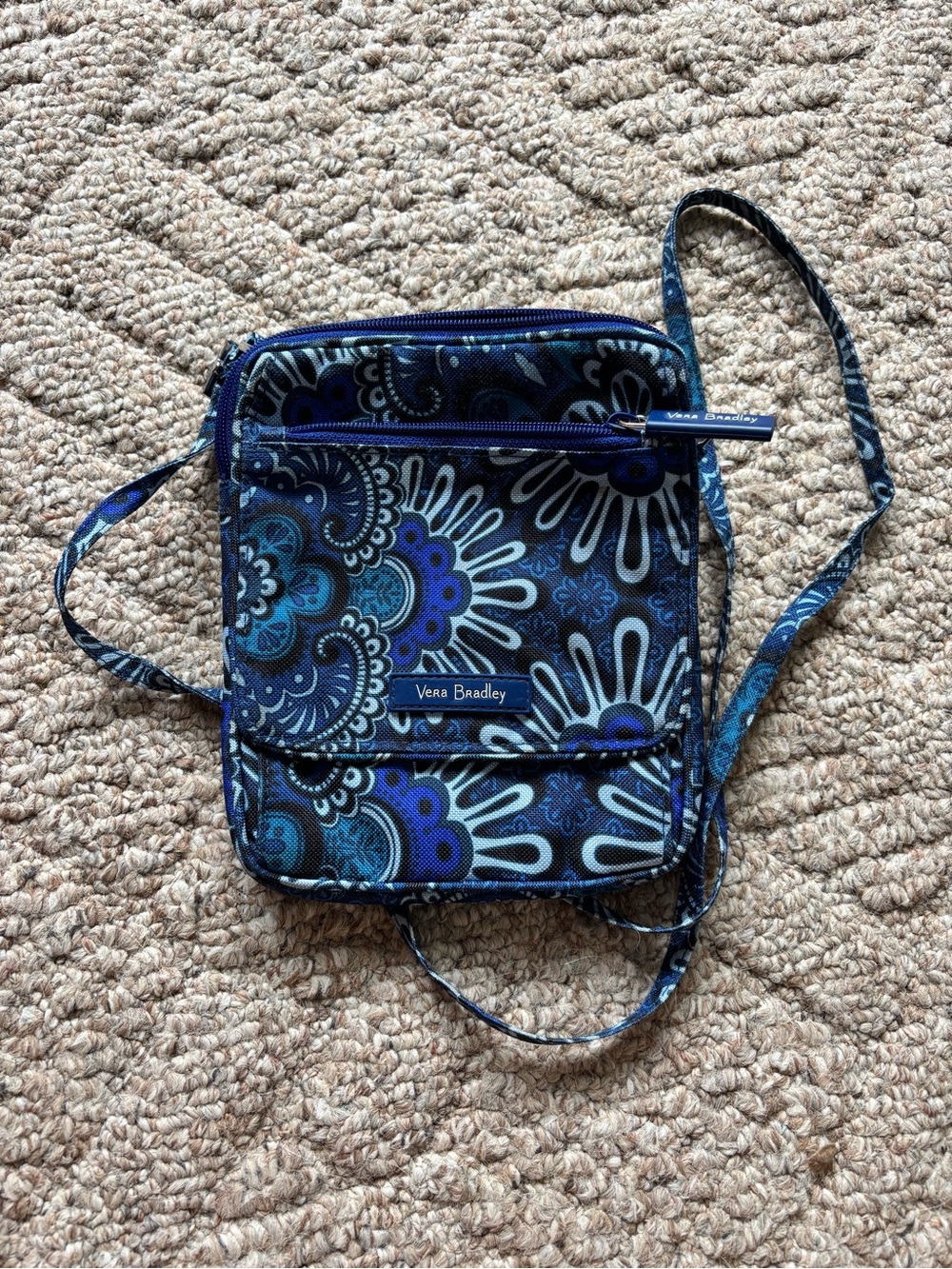 Vera Bradley Navy and Teal Floral Crossbody Bag